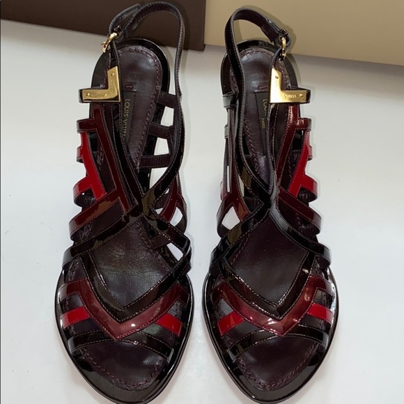 Louis Vuitton open toe red heels size: 37 1/2 - Picture 6 of 14